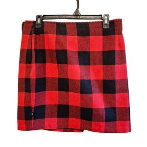 Woolrich Womens Red & Black Buffalo Plaid Wool Blend Mini Skirt With Side Pocket